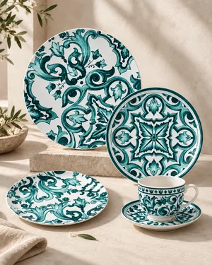 Monaco Aqua dinnerware design