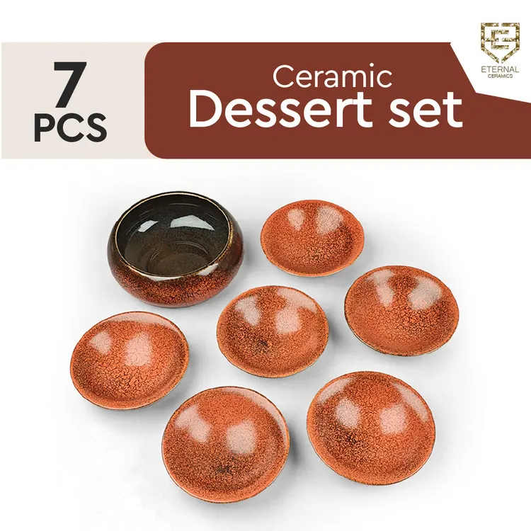 Lamer Cinnamon 7 Pieces Dessert Bowl Set - Lamer Series